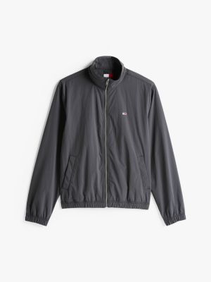 schwarz leichtgewichtige windjacke mit trichterkragen für herren - tommy jeans