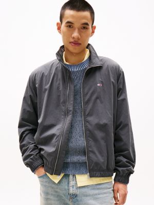 zwart lichtgewicht windbreaker met tunnelkraag voor heren - tommy jeans