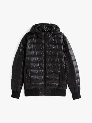 veste à capuche légère et brillante noir pour hommes tommy jeans