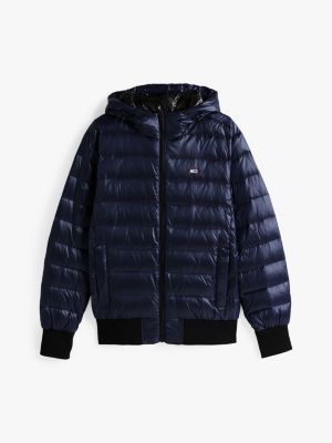 veste à capuche légère et brillante bleu pour hommes tommy jeans