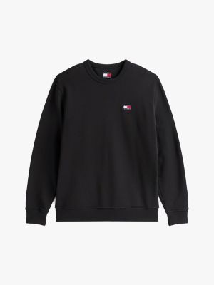 zwart terry sweatshirt met tommy-badge voor heren - tommy jeans