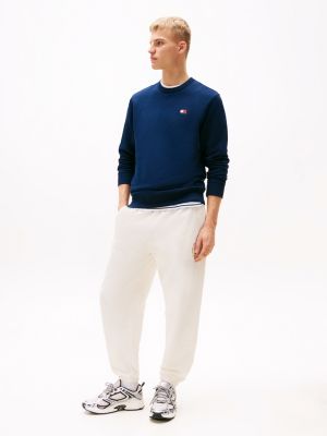 blue tommy badge terry sweatshirt for men tommy jeans