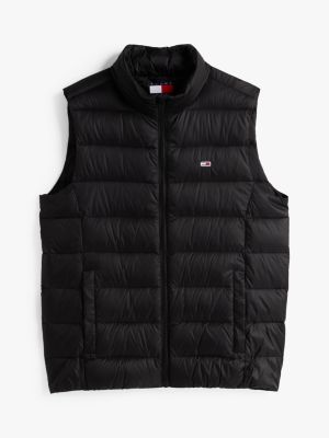 black lightweight down zip-thru vest for men tommy jeans