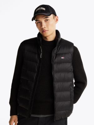 black lightweight down zip-thru vest for men tommy jeans