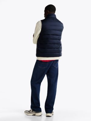 blue lightweight down zip-thru vest for men tommy jeans