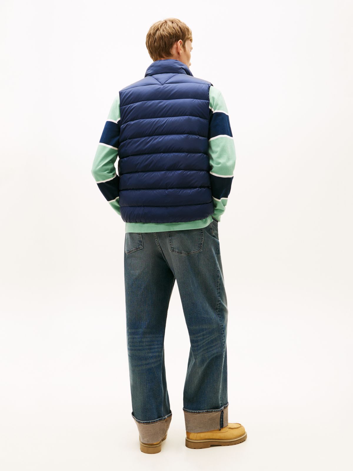 Flag Embroidery Down Gilet — Blue
