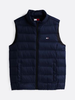 blue lightweight down zip-thru vest for men tommy jeans