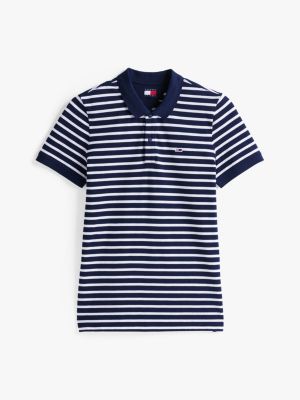 polo slim fit con patch bandierina multicolore da uomini tommy jeans