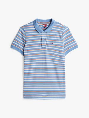 polo de corte slim con parche con logo multicolor de hombres tommy jeans