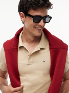 Tommy Flag Slim Fit Pique Polo Shirt — Beige 3