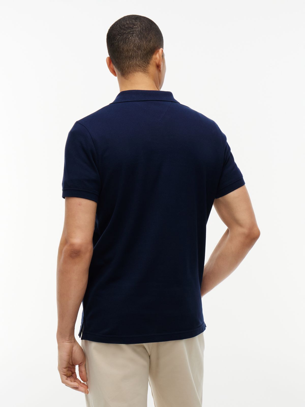 Tommy Flag Slim Fit Pique Polo Shirt — Blue