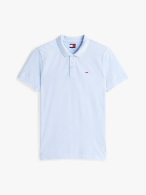 niebieski wąska koszulka polo z naszywką z flagą dla mężczyźni - tommy jeans