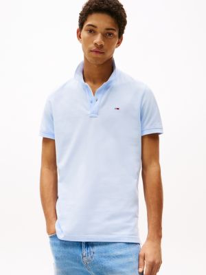 blauw slim fit polo met vlagpatch voor heren - tommy jeans