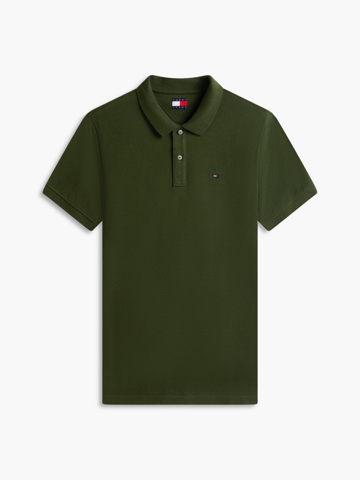 Tommy Flag Slim Fit Pique Polo Shirt — Green