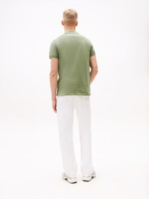 khaki slim fit polo met vlagpatch voor heren - tommy jeans