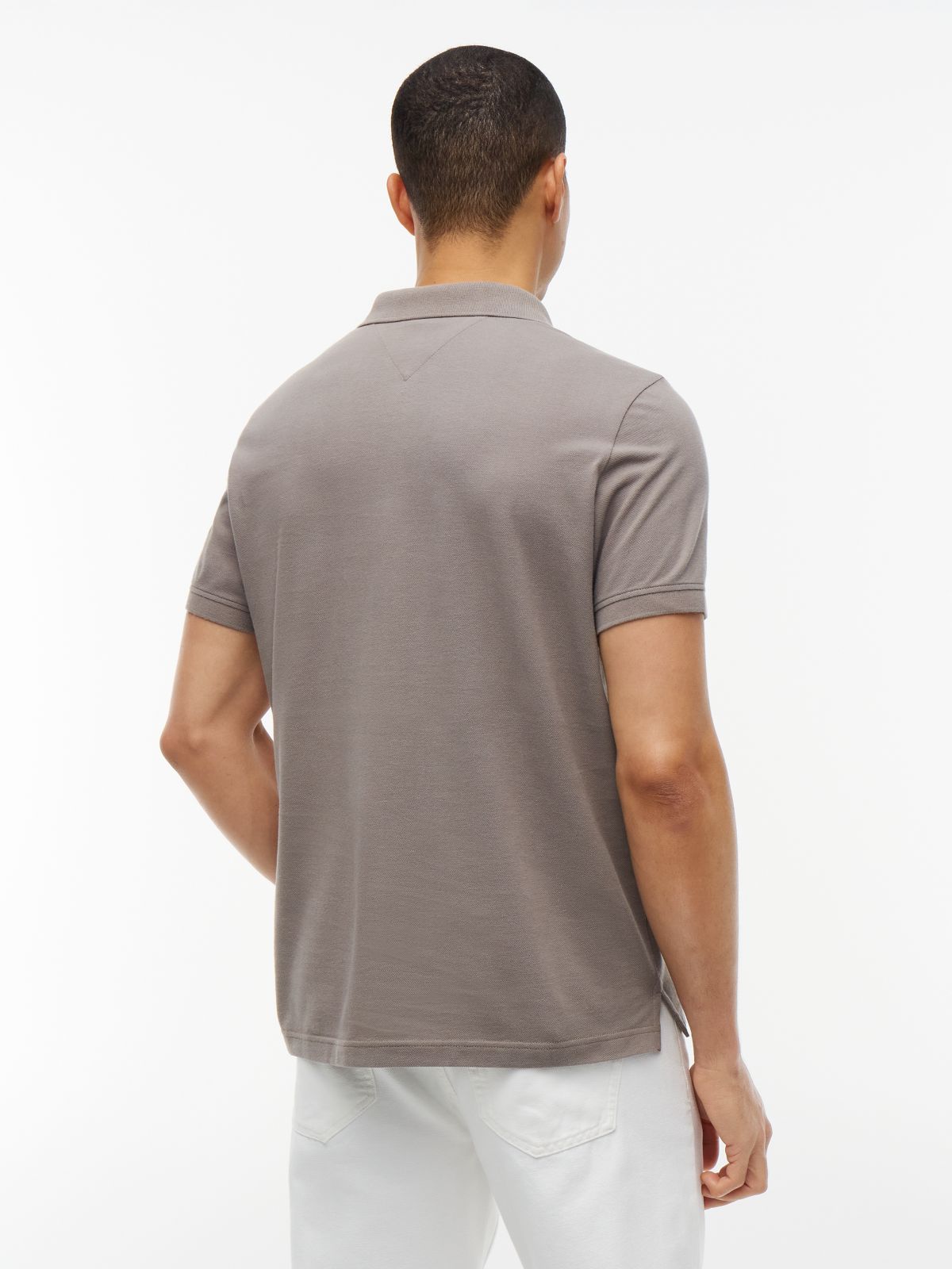 Tommy Flag Slim Fit Pique Polo Shirt — Grey