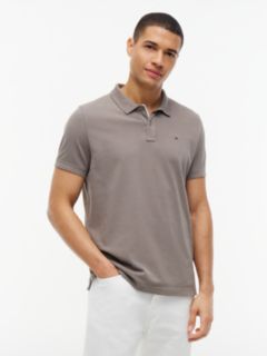 Tommy Flag Slim Fit Pique Polo Shirt — Grey 1
