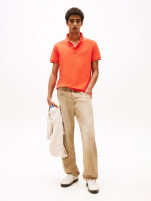 orange flag slim polo shirt for men tommy jeans