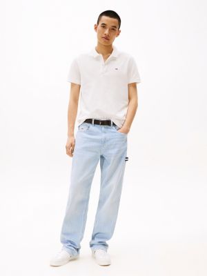 white flag patch slim fit polo shirt for men tommy jeans