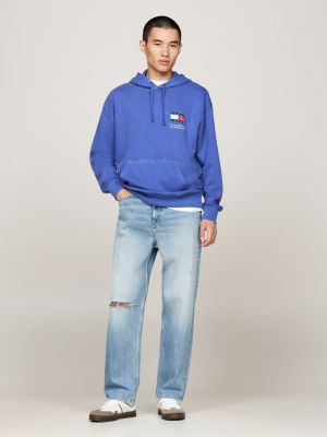 jeans distressed stile skater con scoloriture blu da uomini tommy jeans