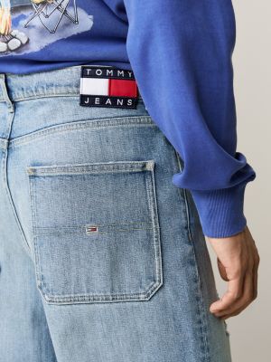 jeans distressed stile skater con scoloriture blu da uomini tommy jeans