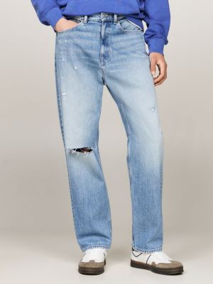 vaqueros de corte skater con efecto desgastado blue de hombres tommy jeans