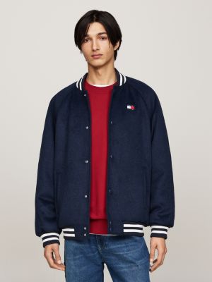 bomber in misto lana con righe a contrasto blue da uomini tommy jeans