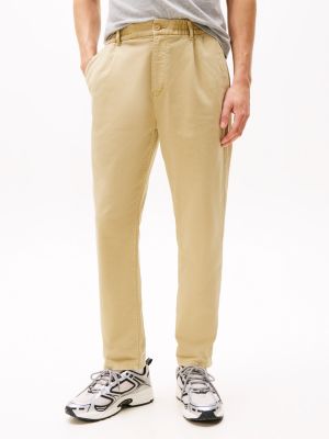 beige isaac regular fit twill-hose für herren - tommy jeans