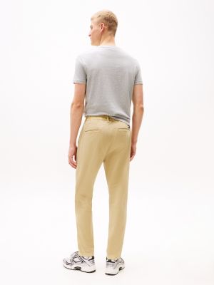 beige isaac regular fit twill-hose für herren - tommy jeans