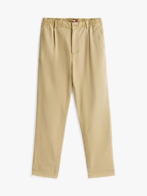 beige isaac regular twill trousers for men tommy jeans