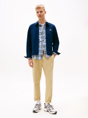 pantaloni isaac regular fit in twill beige da uomini tommy jeans