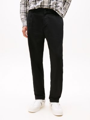 pantaloni isaac regular fit in twill nero da uomini tommy jeans