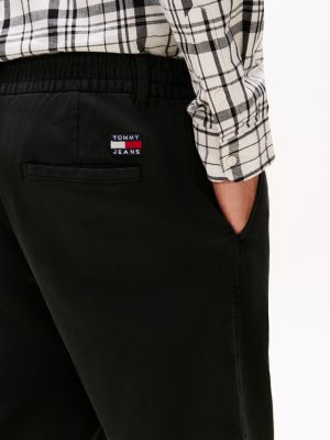 pantaloni isaac regular fit in twill nero da uomini tommy jeans