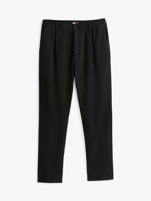 pantaloni isaac regular fit in twill nero da uomini tommy jeans