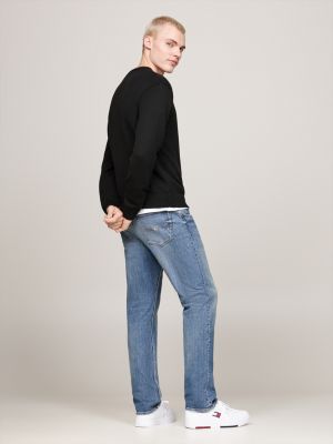 black tommy badge jumper with wool for men tommy jeans