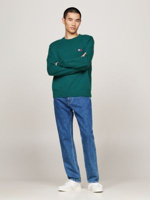 green tommy badge jumper with wool for men tommy jeans