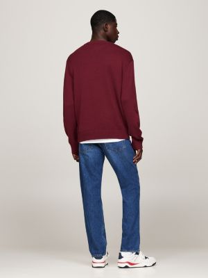 red tommy badge jumper with wool for men tommy jeans