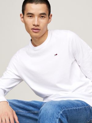 white 2-pack logo long sleeve t-shirts for men tommy jeans