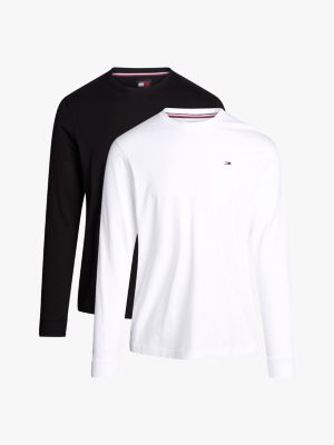 white 2-pack logo long sleeve t-shirts for men tommy jeans