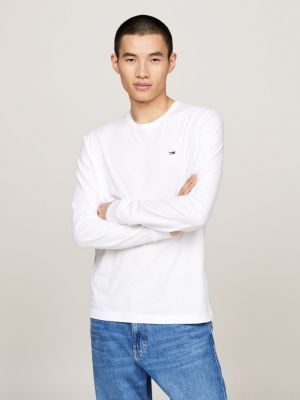 white 2-pack logo long sleeve t-shirts for men tommy jeans