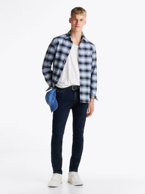 blue simon skinny jeans met fading op de naden voor heren - tommy jeans