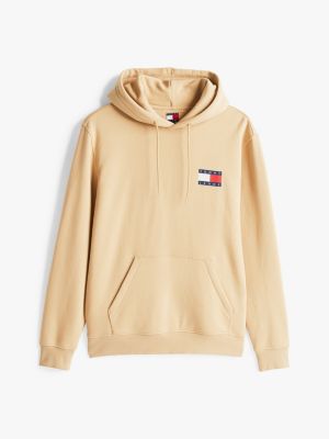 brown logo drawstring hoody for men tommy jeans