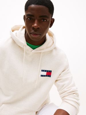 sweat à capuche à cordon de serrage et logo beige pour hommes tommy jeans