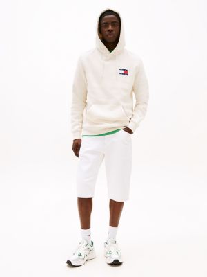 sweat à capuche à cordon de serrage et logo beige pour hommes tommy jeans