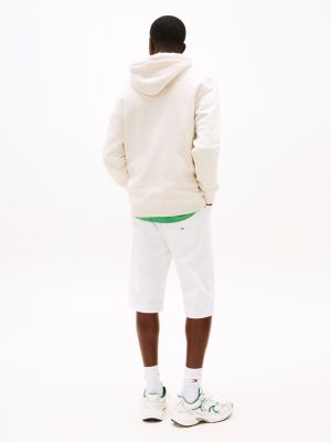 sweat à capuche à cordon de serrage et logo beige pour hommes tommy jeans