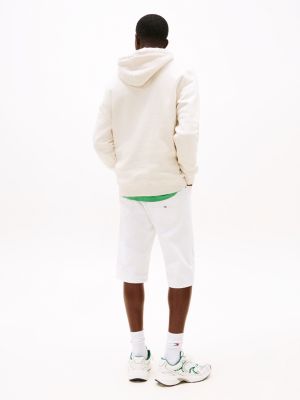 beige logo drawstring hoody for men tommy jeans