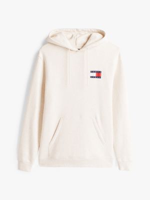 sweat à capuche à cordon de serrage et logo beige pour hommes tommy jeans