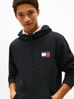 schwarz hoodie mit tunnelzug und logo für herren - tommy jeans