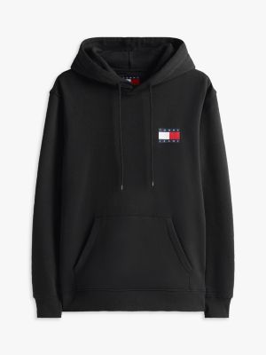 schwarz hoodie mit tunnelzug und logo für herren - tommy jeans