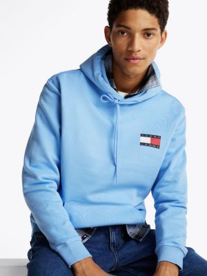 blue logo drawstring hoody for men tommy jeans